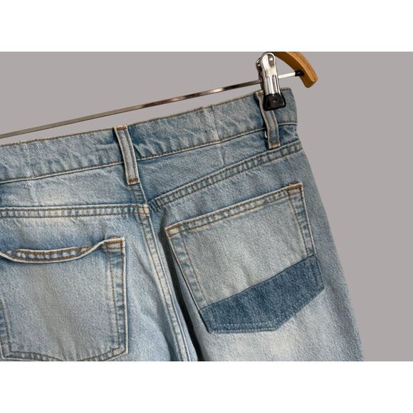 Reformation Cynthia Patch High Rise Straight Jeans in Tahoe Light Wash Denim Siz - Picture 8 of 9